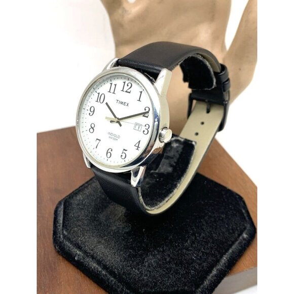 Timex Men's Watch TW2P75600 Quartz Indiglo White Dial Black Leather Band 38mm - Picture 2 of 14
